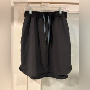 Black Athletic Skirt with Blue Drawstring